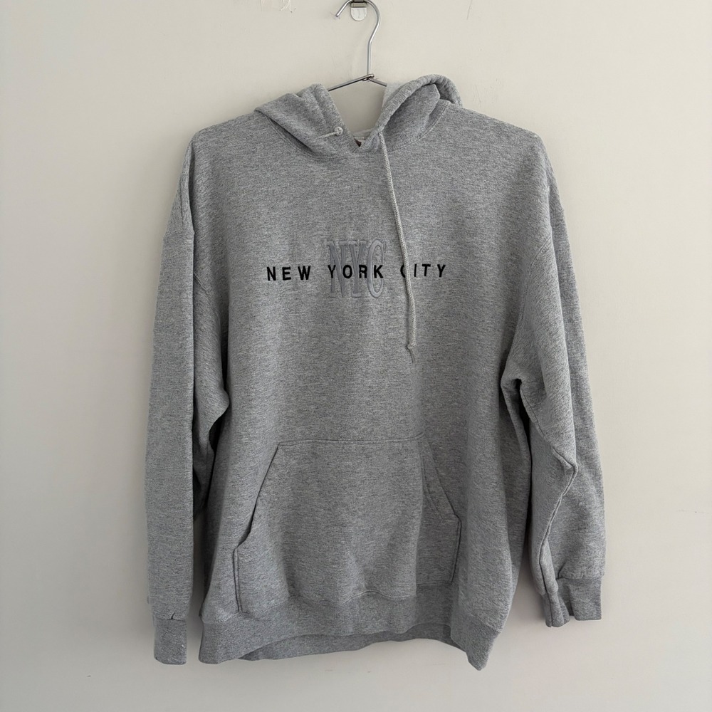 Fruit of the Loom Best New York City NYC Heather Gray Hoodie Mens XL